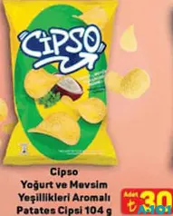 CİPSO YOĞURT VE MEVSİM YEŞİLLİKLERİ AROMALI PATATES CİPSİ 104 G